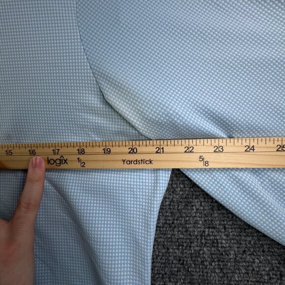 Mizzen + Main Men Long Sleeve Button Up Shirt Stretch Blue Check Large Trim Fit* - Picture 5 of 16